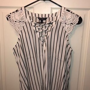 Express grey and white striped blouse